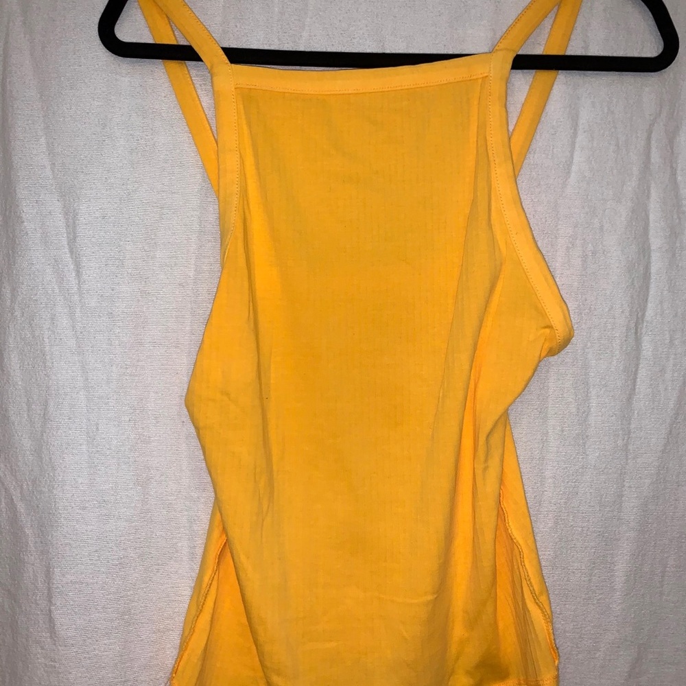 High neck bright orange free people tank top